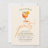 QRコードラブアットファーストSpritzオレンジブライダルシャワー 招待状 (正面)