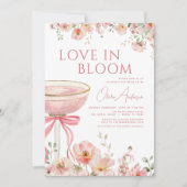 QRコードラブイン開花シャンパンボウブライダルシャワー 招待状 (正面)