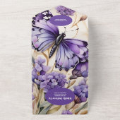 QRコードラベンダーパープルフローラエレガントな結婚式 オールインワン招待状 (外側)