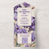 QRコードラベンダーパープルフローラエレガントな結婚式 オールインワン招待状 (内側)