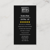 QRコードリンクを使用した黒いGoogleレビューテンプレート 名刺 (裏面)