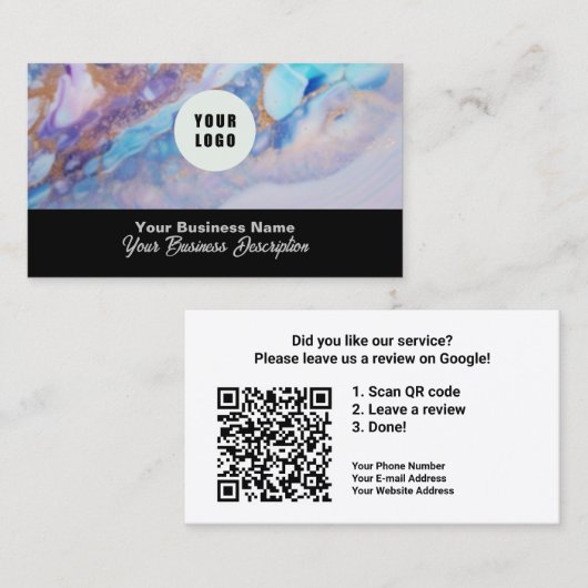 QRコードリンクを使用したGoogleレビュー 名刺 (正面/裏面)