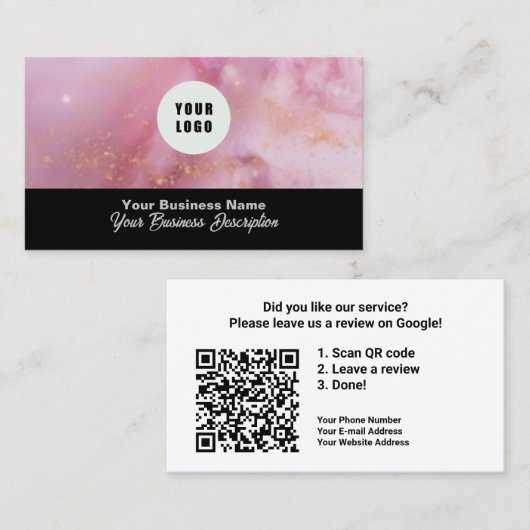 QRコードリンクを使用したGoogleレビュー 名刺 (正面/裏面)