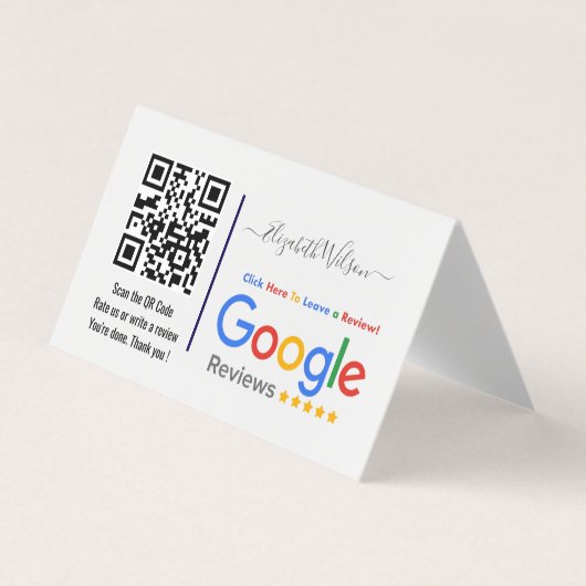 QRコードリンク付きGoogleレビュー 名刺 (正面)