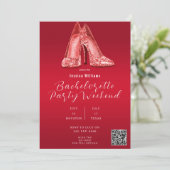 QRコードレッドグリッターシューズバチェロレッテ 招待状 (スタンド正面)