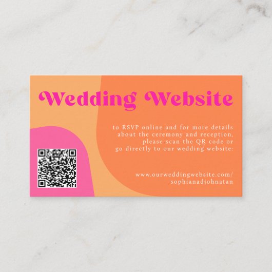 QRコードレトロの結婚ウェブサイトRSVP詳細 エンクロージャーカード (正面)
