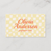 QRコードレトロカラフル手描き市松模様にGroovy 名刺 (正面)