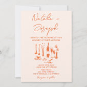 QRコードレトロ手描き明カラフルるい結婚 招待状 (正面)