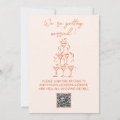 QRコードレトロ手描き明カラフルるい結婚 招待状 (裏面)