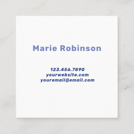 QRコードレトロGroovyブルーホワイトスクワイグルハロー スクエア名刺 (裏面)