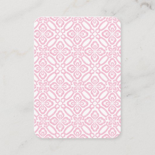 QRコードレモンのピンクと白のオンラインRSVP エンクロージャーカード (裏面)