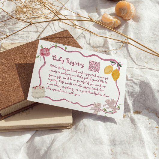 QRコードレモンベビーガールレジストリ エンクロージャーカード