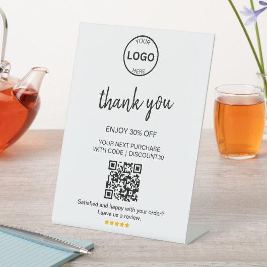 Qrコードロゴありがとうご割引お離れしてご確認 台座サイン (インサイチュ)