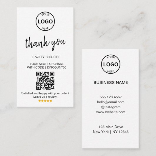 Qrコードロゴありがとうご割引お離れしてご確認 名刺 (正面/裏面)