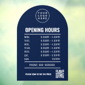 Qrコードロゴとネイビーブルーアーチで時間を開く ウィンドウサイン (シート3)