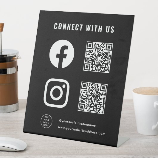 QRコードロゴはこちら後を追スキャンConnect With Us 台座サイン (インサイチュ)