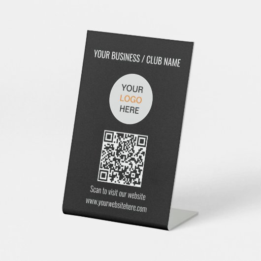 QRコードロゴウェブサイトブラックペデスタルサイン 台座サイン (正面)