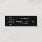 QRコードロゴエレガント白黒ソーシャルメディアM スキニー名刺 (正面)