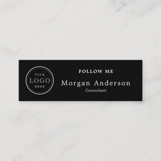 QRコードロゴエレガント白黒ソーシャルメディアM スキニー名刺 (正面)