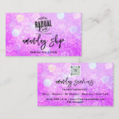 QRコードロゴオンラインショップパープルグリッター自筆証書 名刺 (正面/裏面)