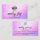 QRコードロゴオンラインショップピンクライトグリッター 名刺 (正面/裏面)