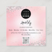 QRコードロゴオンラインショップフレームピンクシルバー金ゴールド スクエア名刺 (裏面)