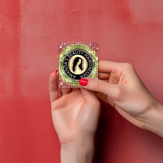 QRコードロゴオンラインショップフレームホログラフィック スクエア名刺