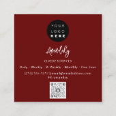 QRコードロゴオンラインショップフレーム金ゴールドバーガンディ スクエア名刺 (裏面)