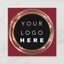 QRコードロゴオンラインショップフレーム金ゴールドバーガンディ スクエア名刺