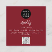 QRコードロゴオンラインショップフレーム金ゴールドバーガンディ スクエア名刺 (裏面)