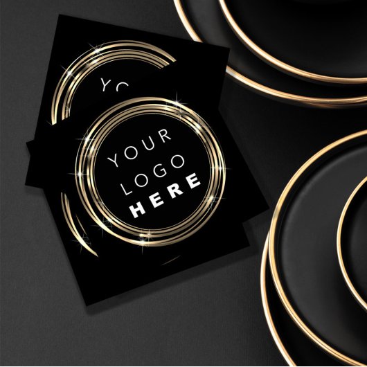 QRコードロゴオンラインショップフレーム金ゴールド白黒 スクエア名刺