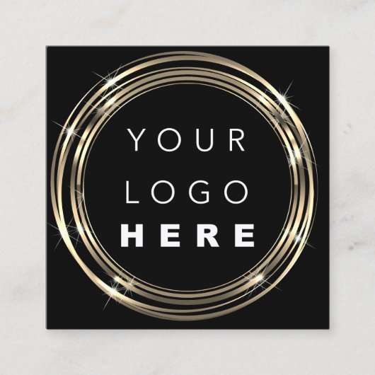 QRコードロゴオンラインショップフレーム金ゴールド白黒 スクエア名刺 (正面)