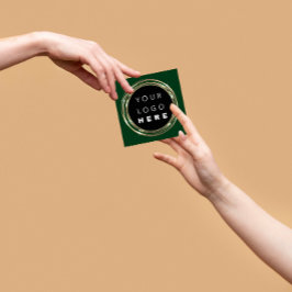 QRコードロゴオンラインショップフレーム金ゴールド緑 スクエア名刺