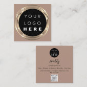 QRコードロゴオンラインショップフレーム金ゴールドVivd スクエア名刺 (正面/裏面)