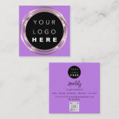 QRコードロゴオンラインショップフレーム金ゴールドVivd Purple スクエア名刺 (正面/裏面)