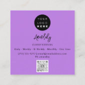 QRコードロゴオンラインショップフレーム金ゴールドVivd Purple スクエア名刺 (裏面)