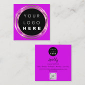 QRコードロゴオンラインショップフレーム金ゴールドVivd Purple スクエア名刺 (正面/裏面)