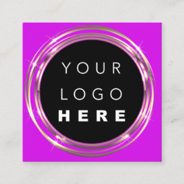 QRコードロゴオンラインショップフレーム金ゴールドVivd Purple スクエア名刺