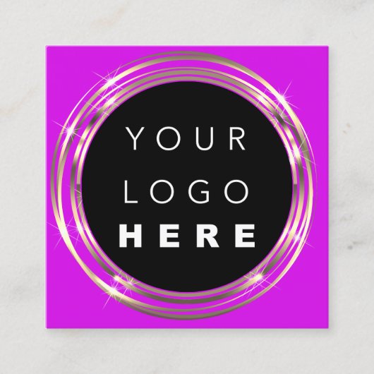 QRコードロゴオンラインショップフレーム金ゴールドVivd Purple スクエア名刺 (正面)