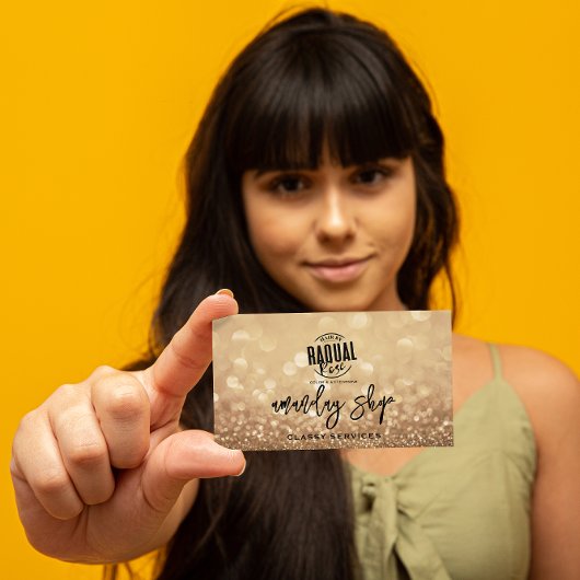 QRコードロゴオンラインショップ金ゴールドグリッター 名刺