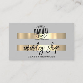 QRコードロゴオンラインショップ金ゴールドグレーモダン 名刺