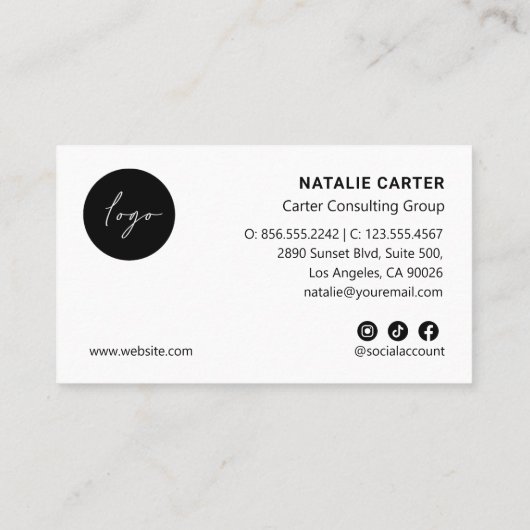 QRコードロゴオーバルフォトプロフェッショナル赤面ピンク 名刺 (裏面)