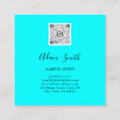 QRコードロゴカスタムカスタムフォトメイクアップブルー スクエア名刺 (裏面)