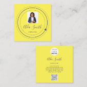 QRコードロゴカスタムカスタム写真コンサルティングイエロー スクエア名刺 (正面/裏面)