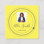 QRコードロゴカスタムカスタム写真コンサルティングイエロー スクエア名刺 (正面)