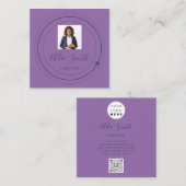 QRコードロゴカスタムカスタム写真コンサルティングパープル スクエア名刺 (正面/裏面)