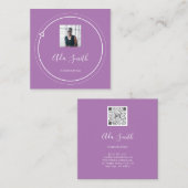 QRコードロゴカスタムカスタム写真コンサルティングパープル スクエア名刺 (正面/裏面)