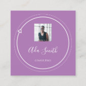 QRコードロゴカスタムカスタム写真コンサルティングパープル スクエア名刺 (正面)