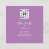 QRコードロゴカスタムカスタム写真コンサルティングパープル スクエア名刺 (裏面)