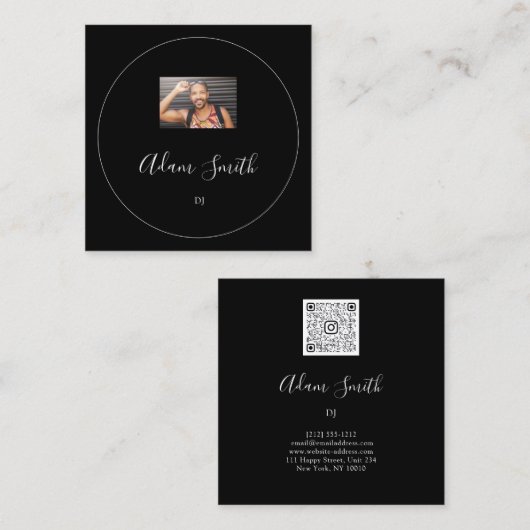 QRコードロゴカスタムカスタム白黒枠 スクエア名刺 (正面/裏面)